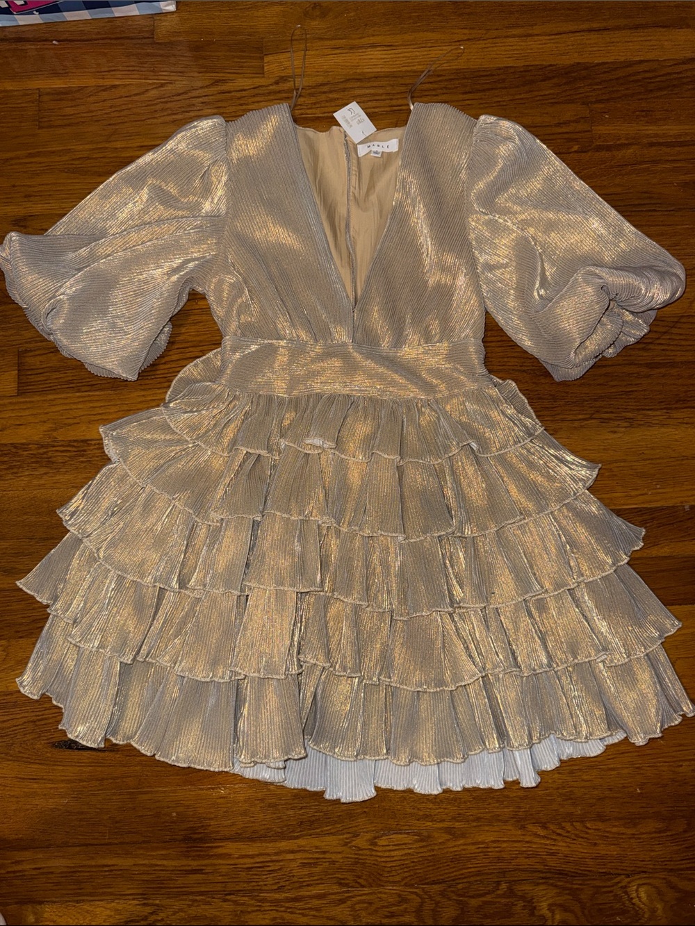 Metallic Gold Ruffle Dress